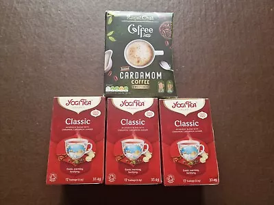 Yogi Classic Tea Bags 3x17 & Royal Chai Cardamom Coffee Latte Sachets 1x10 • £6