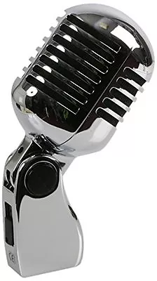 Vintage Retro 50's 60's Style Dynamic Microphone Stage Vocal Mic Chrome Silver • £63.89