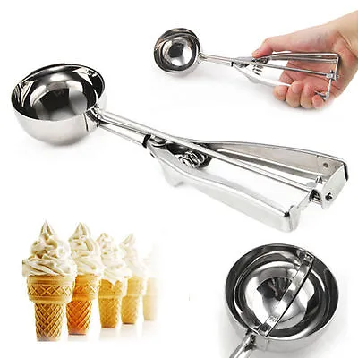 Heavy Duty Ice Cream Scooper Stainless Steel Potato Mash Spring Kitchen Tool 6CM • £6.99