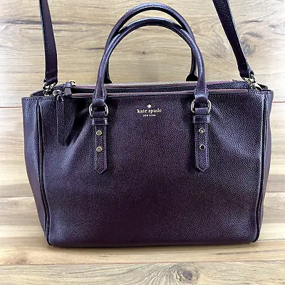 Kate Spade Tote Mulberry Street Leighann Large Burgundy Pebble Grain Leather Bag • $49.88