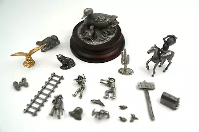 Vintage Miniature Pewter Animals Miners Cactus Ducks Indian Chief Lot 19 • $69.95