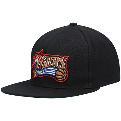 Philadelphia 76ers Mitchell & Ness NBA Snapback Hat Black Cap Sixers Iverson • $31.79