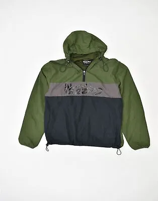 MOSSIMO Mens Graphic Hooded Anorak Jacket UK 38 Medium Green Colourblock EZ04 • $23.54