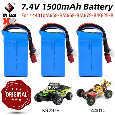 WLtoys 7.4V 1500mAh Lipo Battery For WLtoys A959-B/A969-B/A979-B/144001 Cars • £21.96