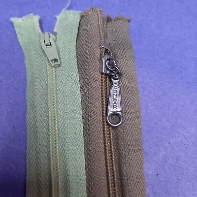 Vintage Conmar Zippers (2) Brown Separating Green Non Separating Military Work • $22.99