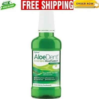 AloeDent Aloe Vera Mouthwash Fluoride Free Natural Action Vegan Cruelty Free • £4.26