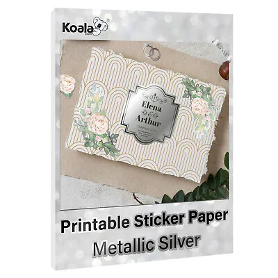 Koala Printable Sticker Paper For Inkjet & Laser Printer Metallic Silver Glossy • $8.99