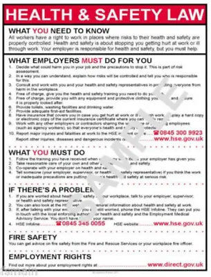 £6.16 • Buy Health And & Safety Work Place Law A5 Laminated Poster For Business Premises