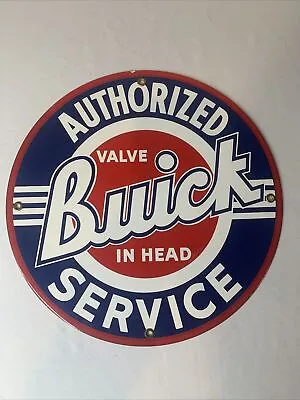 Vintage Buick Service Gas Station Pump 11.75” Porcelain Enamel Metal Sign • $155