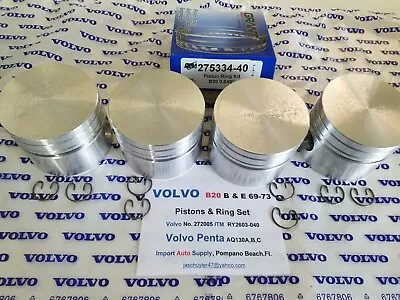 Volvo B20 Pistons +.040 Oversize  Penta AQ130ABC  & P1800 142-144 - 145 69-73 • $349