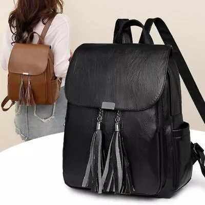 Fashion Soft Leather Backpack Women Travel Shoulder Bags Laptop School Bag • $31.97