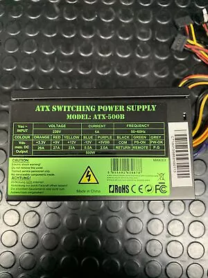 ATX-500 B 500WATT PSU PC Power Supply Black With 24-Pin 3 X SATA 12CM Silent Fan • £12.99