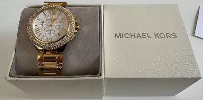 Michael Kors Ladies Camille Multifunction Gold Tone Chrystal's Watch NIB MK6994 • $109.99