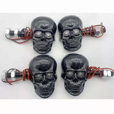 4x Skull LED Turn Signal Lights Indicator For Yamaha V-Star 650 Custom Classic • $27.80