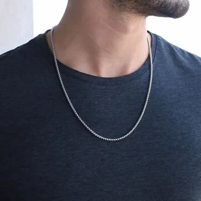 Men's Fashion Jewelry Minimalist Gold Or Silver 5mm Box Chain Necklace 1-320 • $11.20