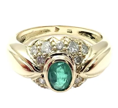 Authentic! H. Stern 18k Yellow Gold Diamond Emerald Ring • $2625