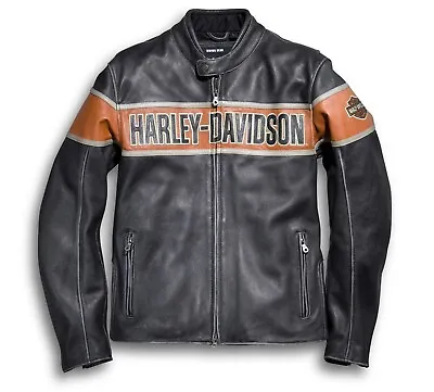 Men's Harley Davidson Victory Lane Distressed MOTORCYCLE Genuine Leather Jacket • $109