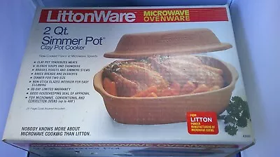 Vintage LittonWare Microwave Ovenware 2 Qt. Simmer Pot Clay Cooker  Germany • $19.99