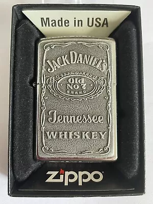 2003 Zippo Lighter Jack Daniels Pewter Emblem Used And Boxed • £5.50