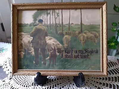 Vintage Framed Sheep Herd Owner Wrote  E. Baker Aug 13 1929 My 16th Birthday  • $22