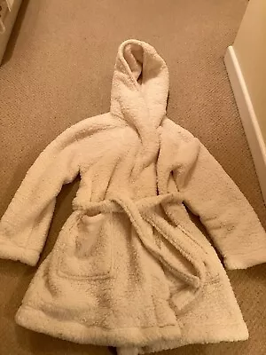 Marks & Spencer Cream Fleece Cuddly Hooded Dressing Gown Size M • £5