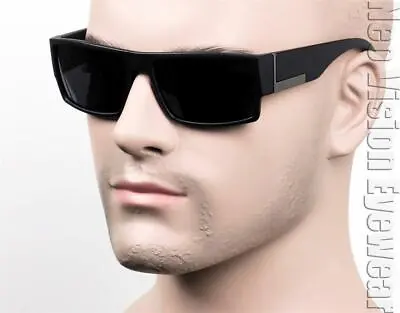 Square Cholo Sunglasses Super Dark OG LOC Gangster Style Black Matte SW7 • $8.99