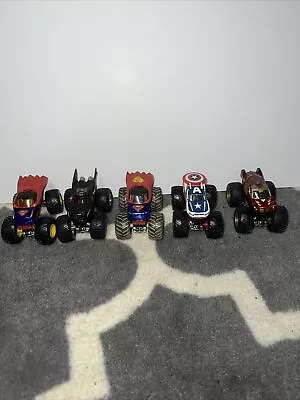 Lot Of 5 Monster Jam Trucks DC & Marvel Batman Superman Captain America Iron Man • $9.99