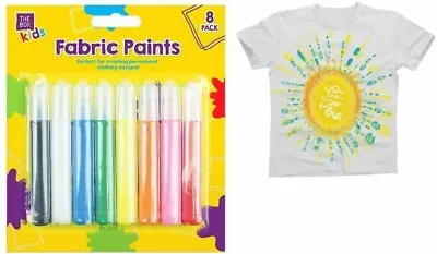 Fabric Paints Pens Permanent T-shirt Clothes Designs Textile 8 Assorted Colours • £3.49