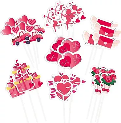 Valentines Cupcake Toppers - 49 Pcs Birthday/Shower/Wedding Party Cake Toppers • $9.99