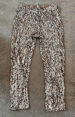 Zara Gold Sequin Cropped Trousers Small • £22