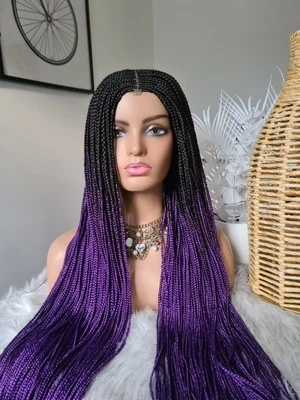 £70 • Buy Stunning  40 Inch Ombre Braid Wig In Black And Purple 💜 🖤💜🖤💜