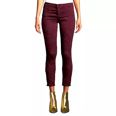 J Brand 835 Mid Rise Crop Ankle Jeans Snake Print Oxblood Burgundy Sz W26 NWT • $23.40