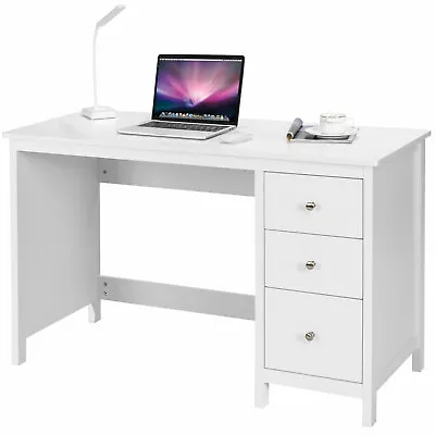 Computer Desk Study Writing Desk Home Office Workstation W/3 Drawers White • $159.99