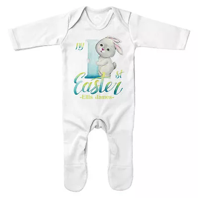 £13.95 • Buy Baby Boys My First Easter Custom Name Romper Suit Personalised Gifts For Cute