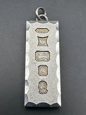 Vintage Sterling Silver Ingot Pendant Fancy Edge 1977 Birmingham  • $63.15