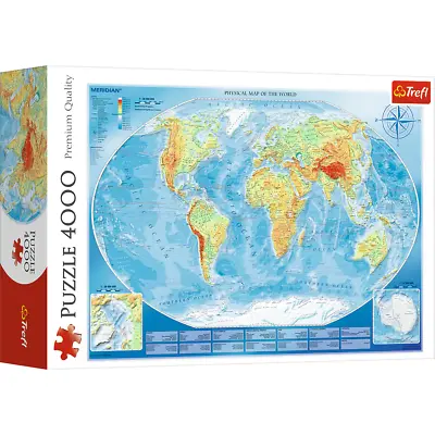 Trefl Red 4000 Piece Puzzle - Large Physical Map Of The World / Meridian • $39.99