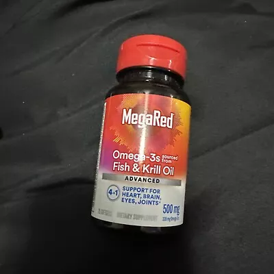 MegaRed 4 In 1 500mg Omega 3 Fish & Krill Oil - 25 Softgels Exp. 3/25 🔥NEW🔥 • $13.99