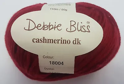 5 X Balls Debbie Bliss Cashmerino DK 50gr 4ply Colour Red 18004 D/L 114C • $40