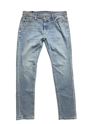 Abercrombie & Fitch Skinny Stretch Jeans Mens 34x32 Blue Light Wash Straight Leg • $26.88