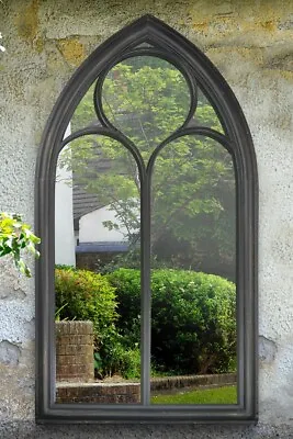 Large Mirror Garden Wall Black Rustic Garden Outdoor 3ft8 X 2ft 112cm X 61cm • £107.99