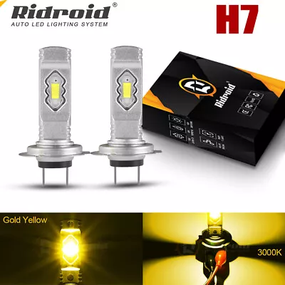 2x Super Bright H7 LED Headlight Kit High Low Beam DRL Bulbs 8000LM 3000K Yellow • $11.99