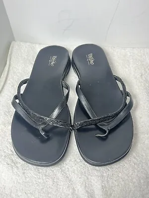 Mossimo Thong Flip Flop Sandals Womens Size 8.5 Black Flat Slip On • $8.95