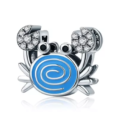 Genuine Sterling Silver 925 Sea Crab Animal Fish Travel Holiday Bead Charm • £16.49