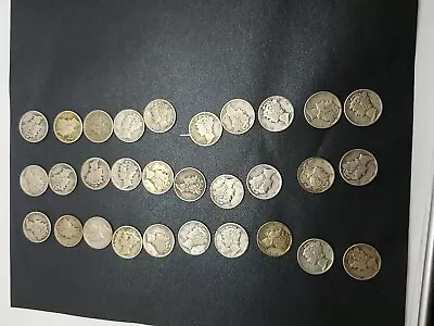 Lot Of (30)) Mercury Dimes 90% Silver  Assorted Dates Uncertified 1939 To 1945. • $20.50