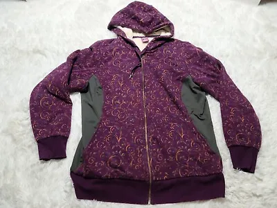REI Sherpa Hoodie Sweatshirt XL Purple Floral Full Zip Up Outdoor Sport Ski • $19.51