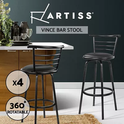 Artiss 4x Bar Stools Kitchen Dining Chairs Swivel Leather Padded Stool Metal • $169.95