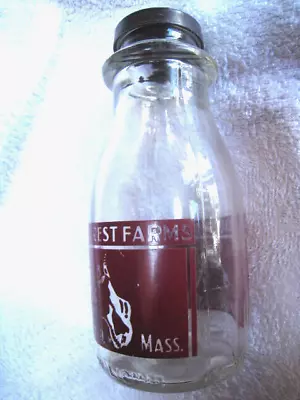 Alta Crest Farms Brookfield Mass. Half Pint Dairy Cow Milk Bottle W/cap • $35