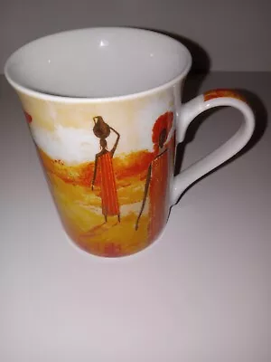 Masterpiece Collection Coffee Mug African Tribal Women Orange Yellow • $13.89