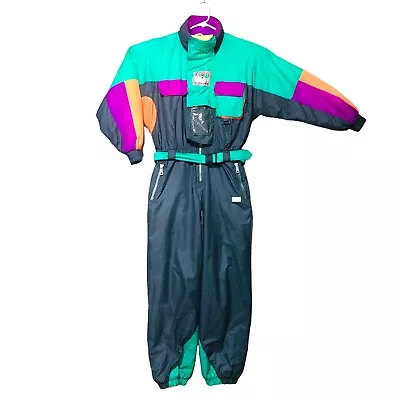 VTG Ski Snow Suit Womens Size S/M Retro 80s 90s Neon Teal Purple Orange READ • $123.81