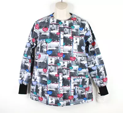 Vintage I Love Lucy Scrub Top Womens Small Long Sleeve Nurse Button Snap • $39.99